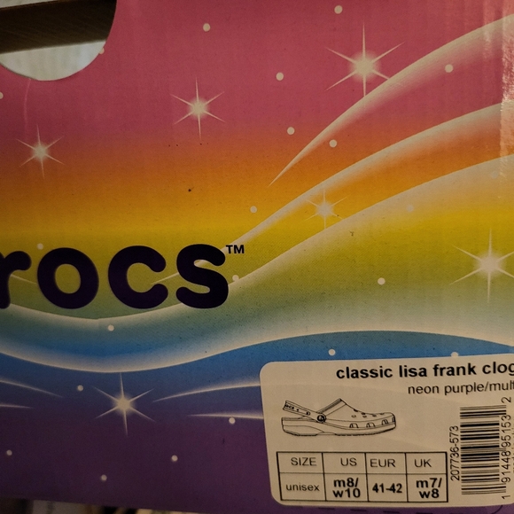 NIB Crocs Lisa Frank Adult Women’s 10/Men's 8 - Picture 10 of 13